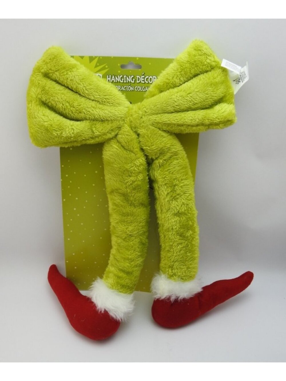 The Grinch Hanging Door Decor Fuzzy Legs Bow Christmas Dr Seuss 18" New Plush